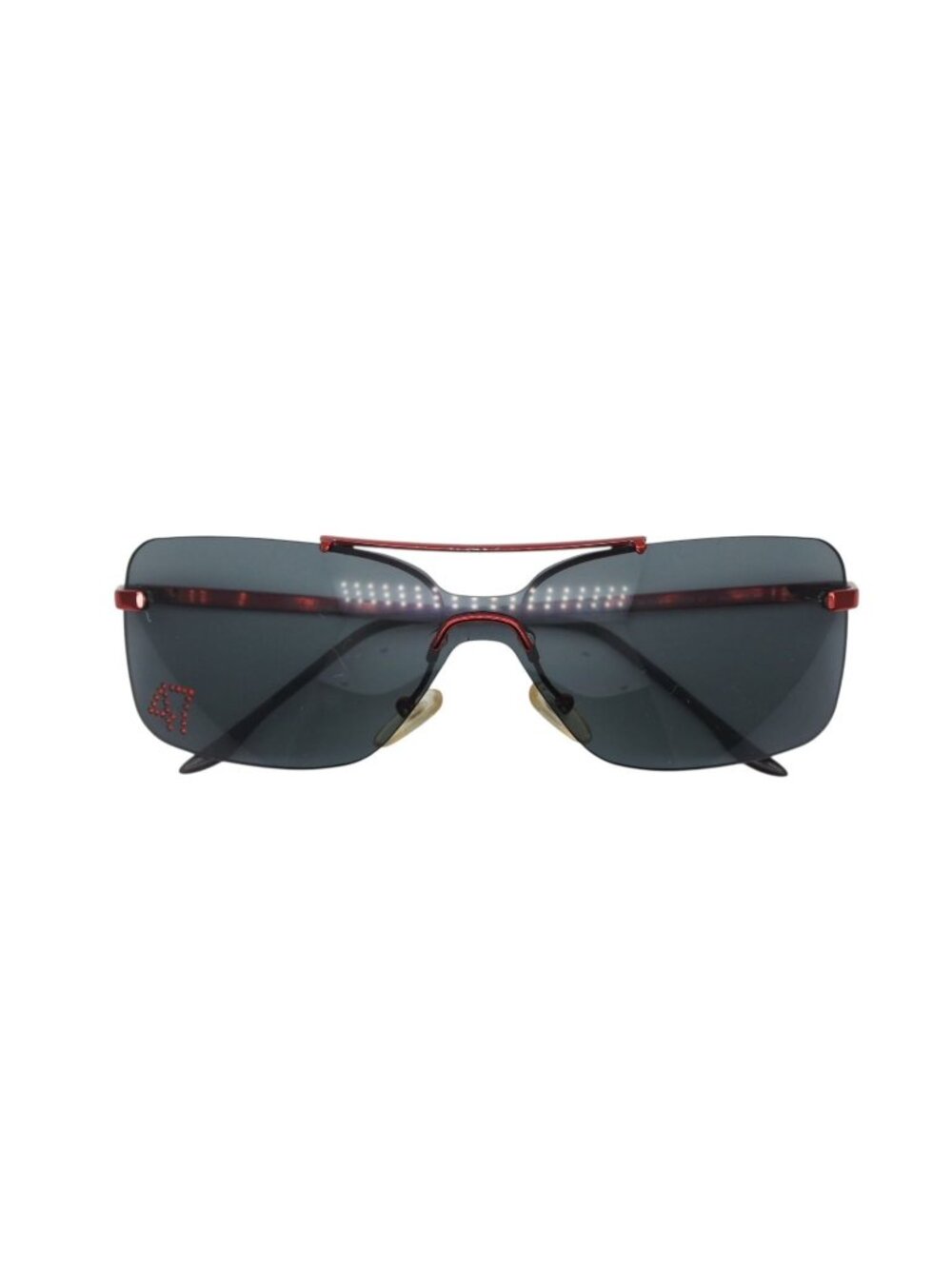Dior Sunglasses 47 Rhinestone Metal Red Eyewear